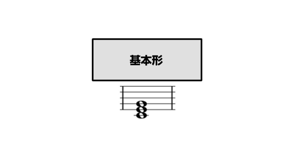 Cメジャーコード（ドミソ）の基本形の五線譜図解